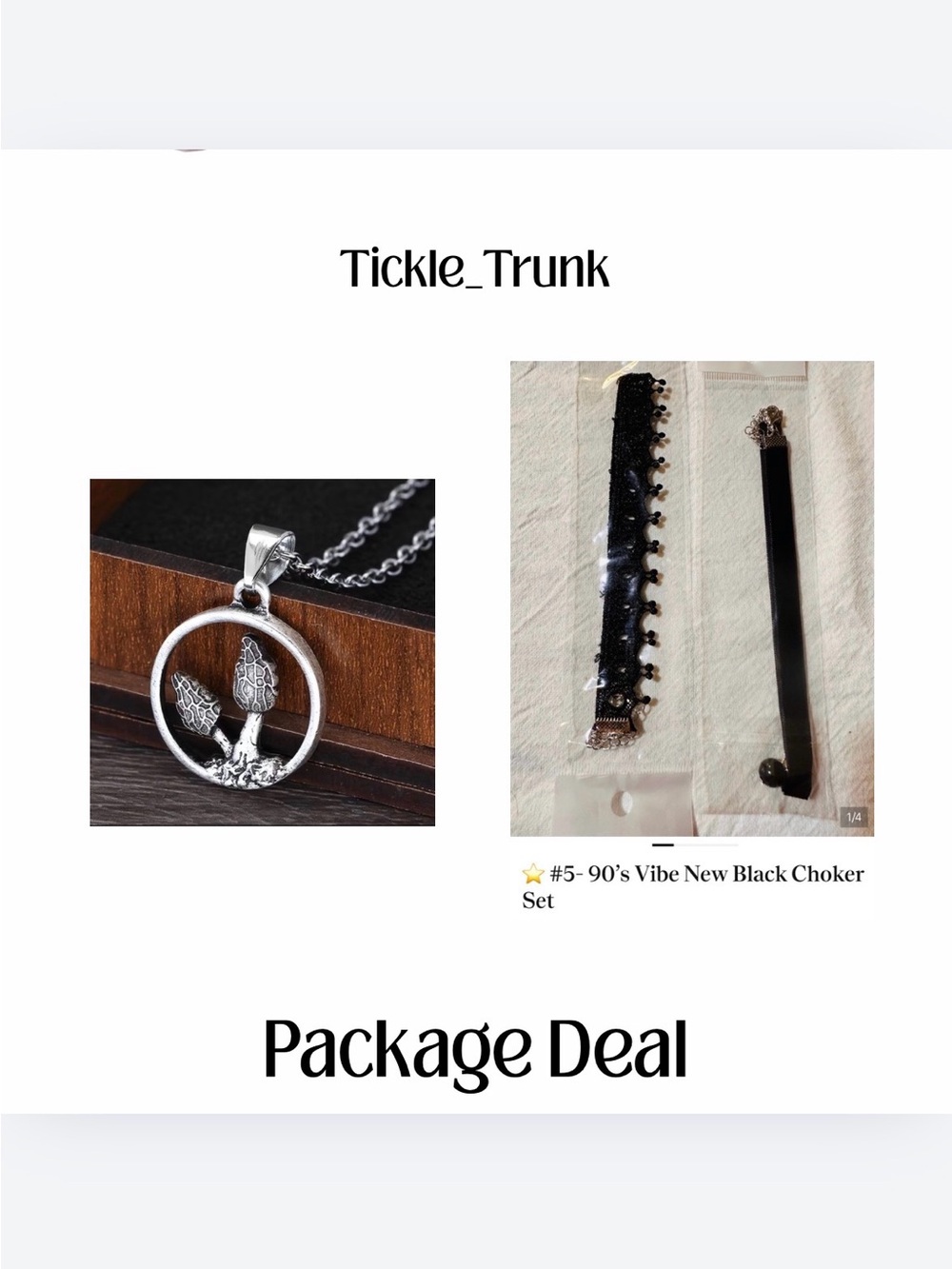 ⭐️ #5- 90’s Vibe New Black Choker Set & mushroom necklace